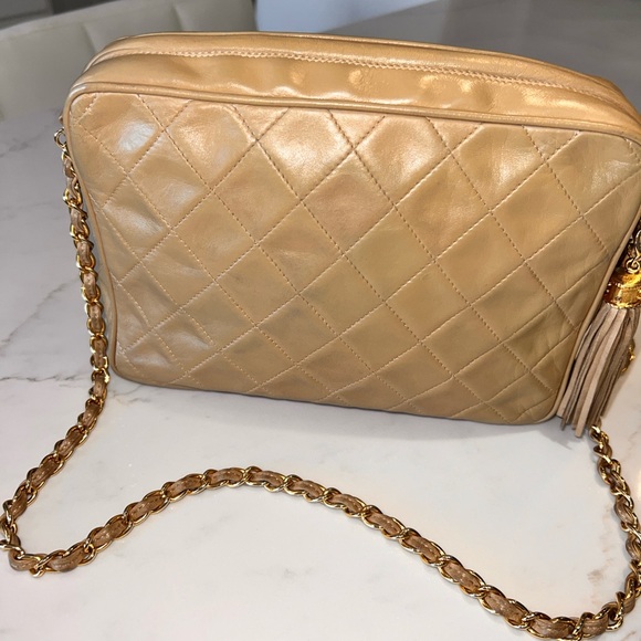 Chanel Quilted Tassel Camera Case Bag / shoulder bag color beige/tan
was $1495 - Picture 10 of 16